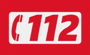 dibujo de un teléfono y el número 112