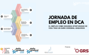 cartel de la jornada. Rombos de colores de los que salen flechas con items del tema de las jornadas