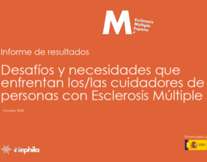 título con letras blancas sobre fondo naranja